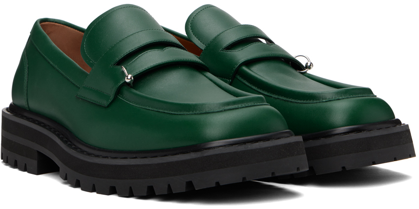 Marni Green Leather Piercing 2.0 Chunky Loafers