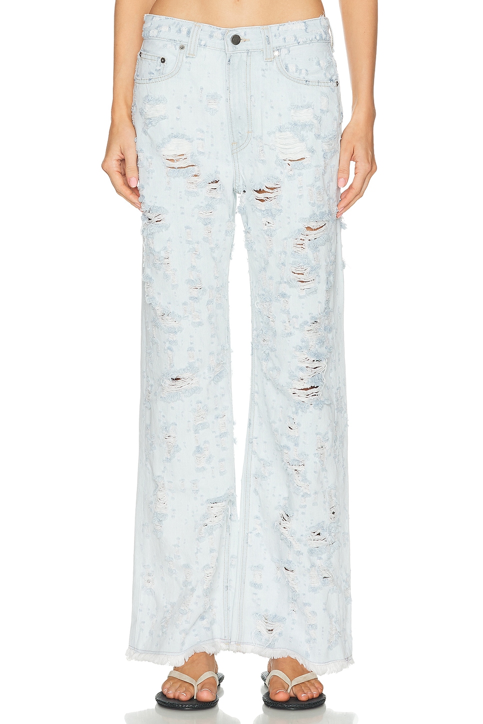 Haikure Winny Wide Leg in Light Blue Destroy - Blue. 24 also , 27