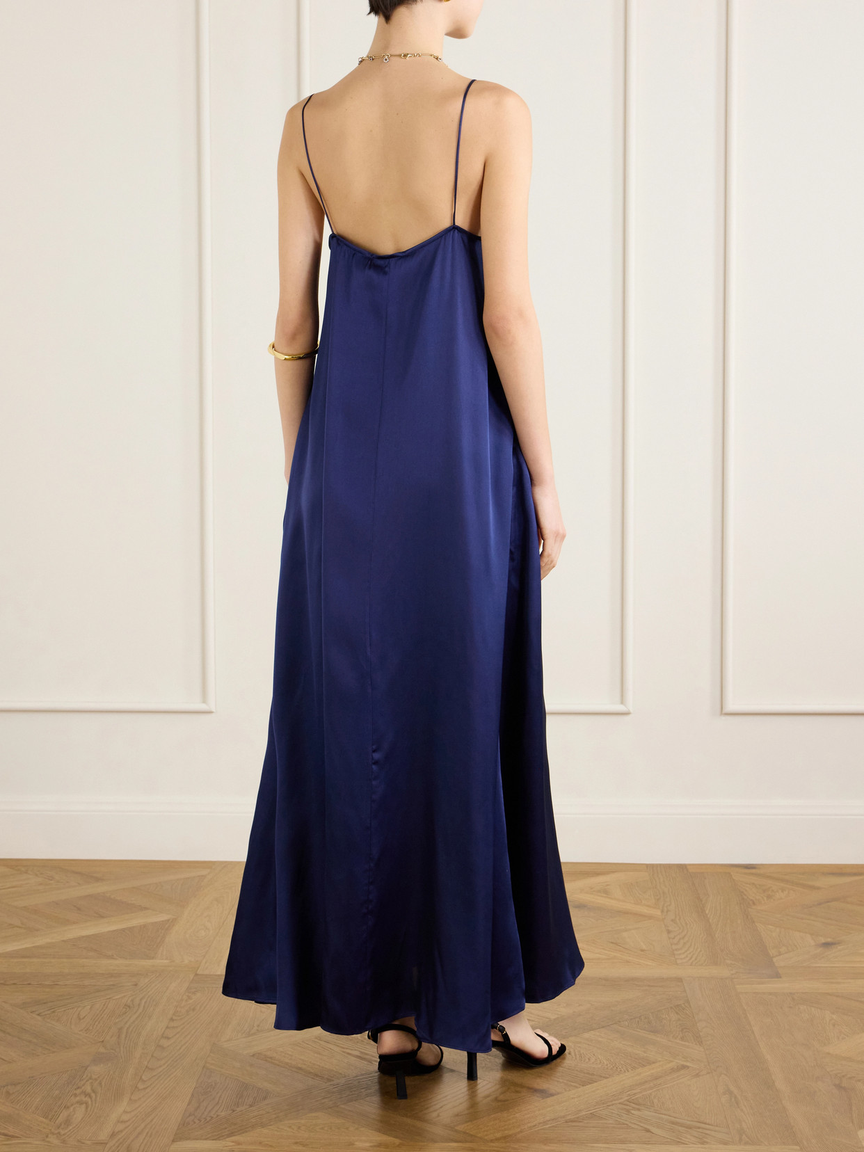 Mae Silk Satin Maxi Dress - Blue