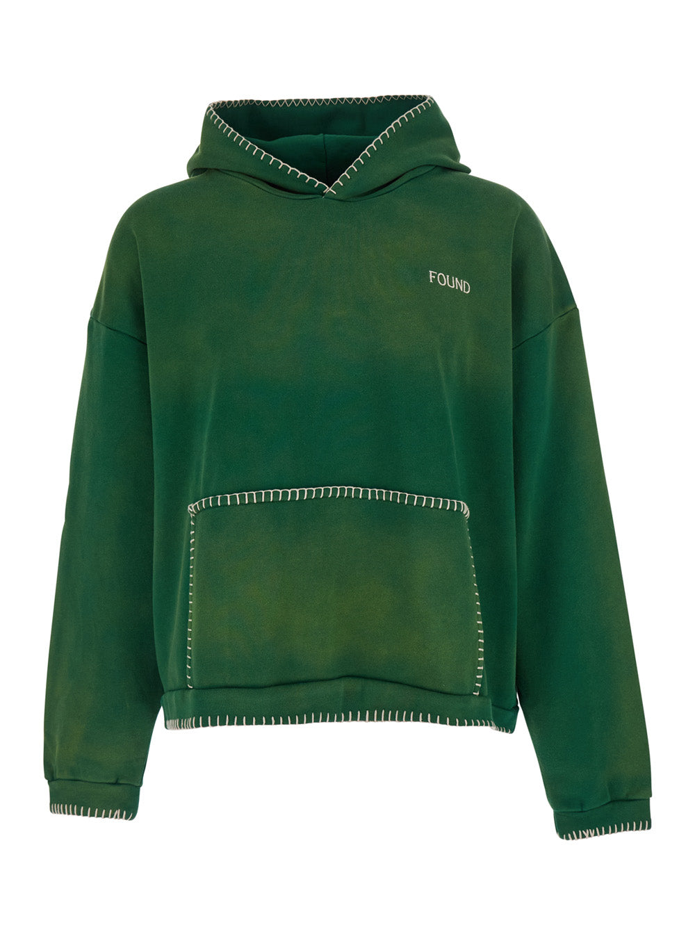 Embroidered Cotton Hoodie — Green