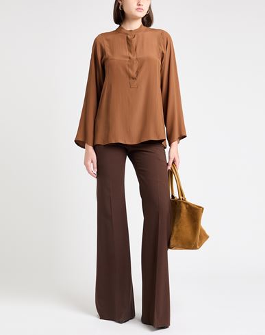 Woman Top Brown Size 10 Acetate, Silk
