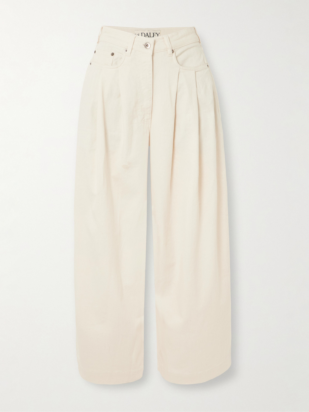 S. S. Daley - Ivy Pleated Cropped Mid-rise Barrel-leg Jeans - Ecru