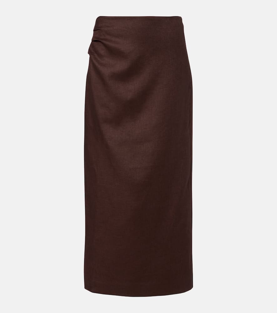 Linen midi skirt