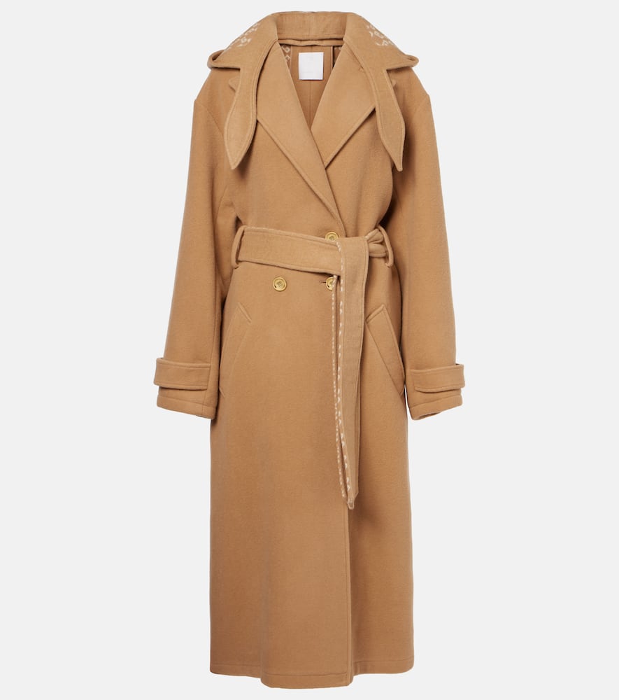 Wool and silk wrap coat