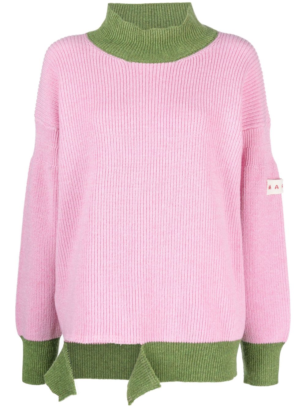 Unpicked-hem colour-block jumper - Purple