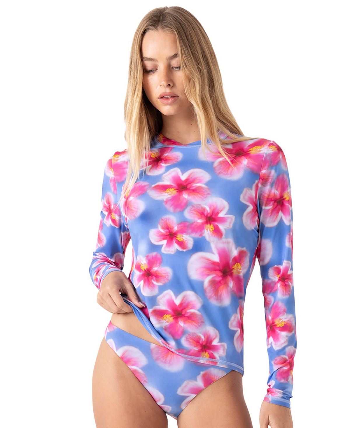 Women's Hibiscus Haze Sea Skipping Rashguard - Blue Haze