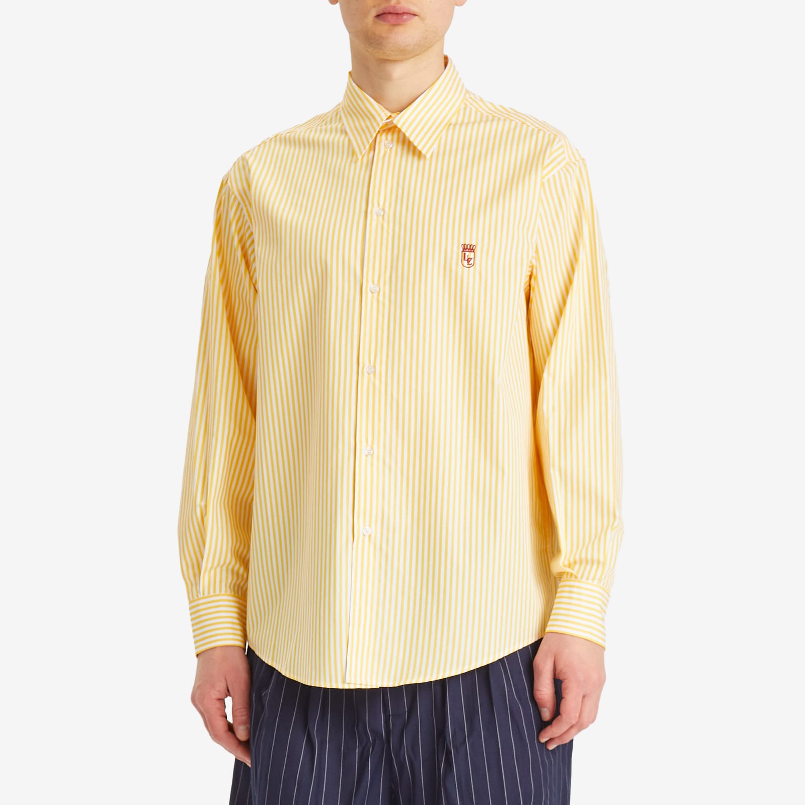Late Checkout Men's Striped Western Shirt in Yellow/White