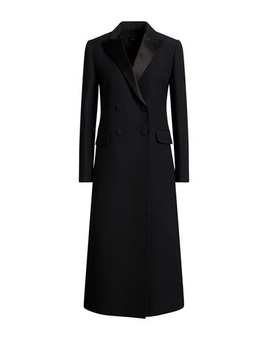 Woman Overcoat & Trench Coat Black Size 6 Wool, Silk