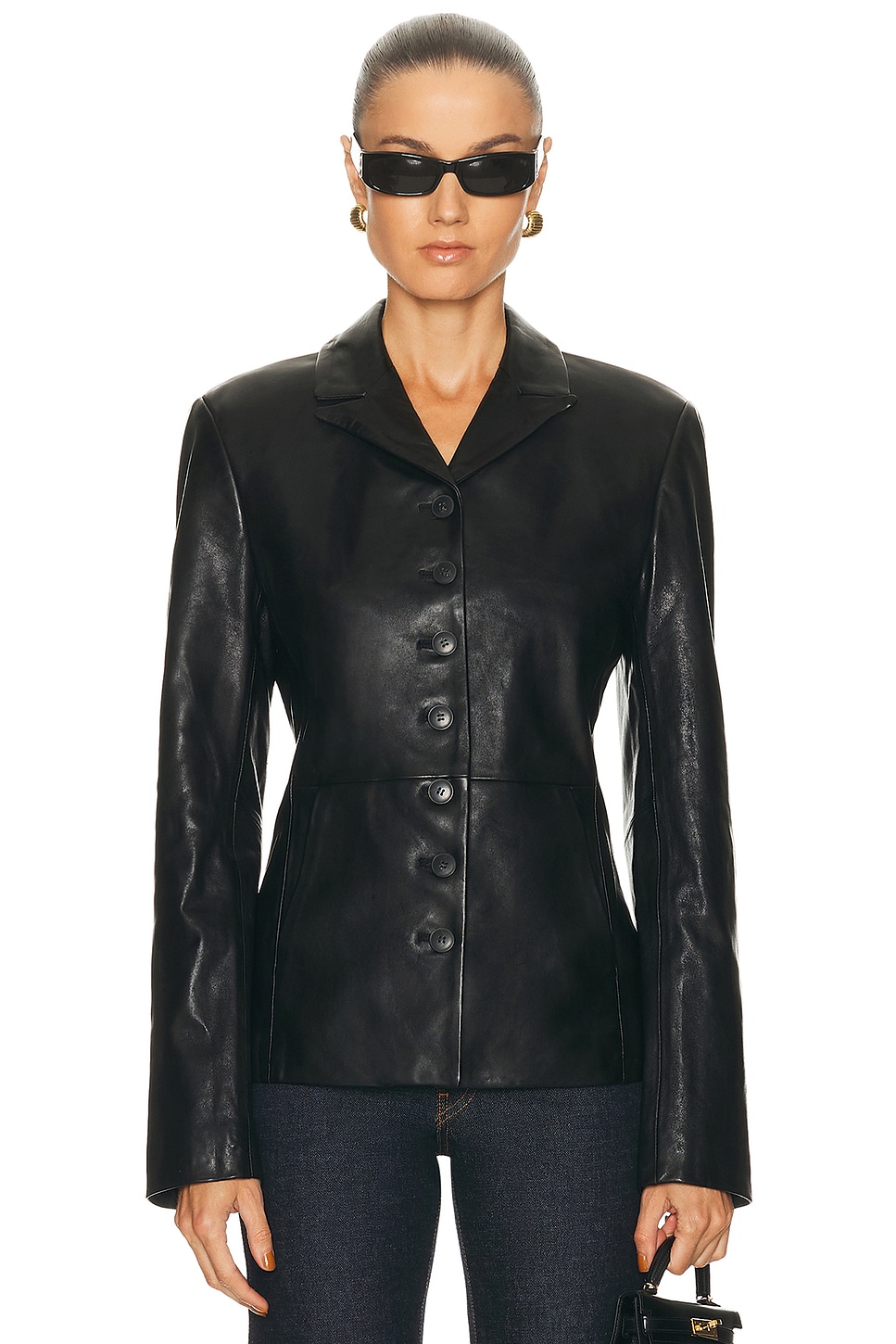 EAVES Sigrun Leather Jacket in Black - Black. XS also in L, M, S