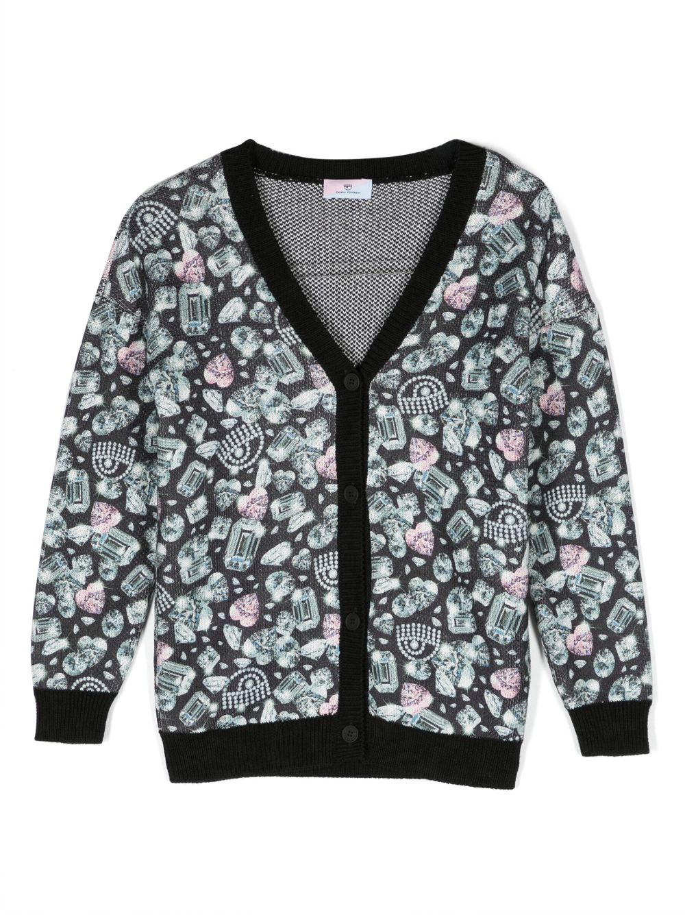 Eyelike graphic-print cardigan - Black