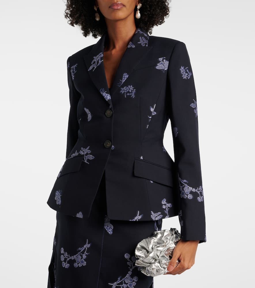Wool and cotton jacquard blazer