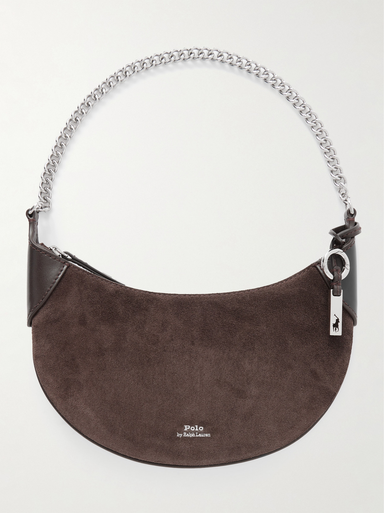 Polo Id Small Leather-trimmed Suede Shoulder Bag - Brown