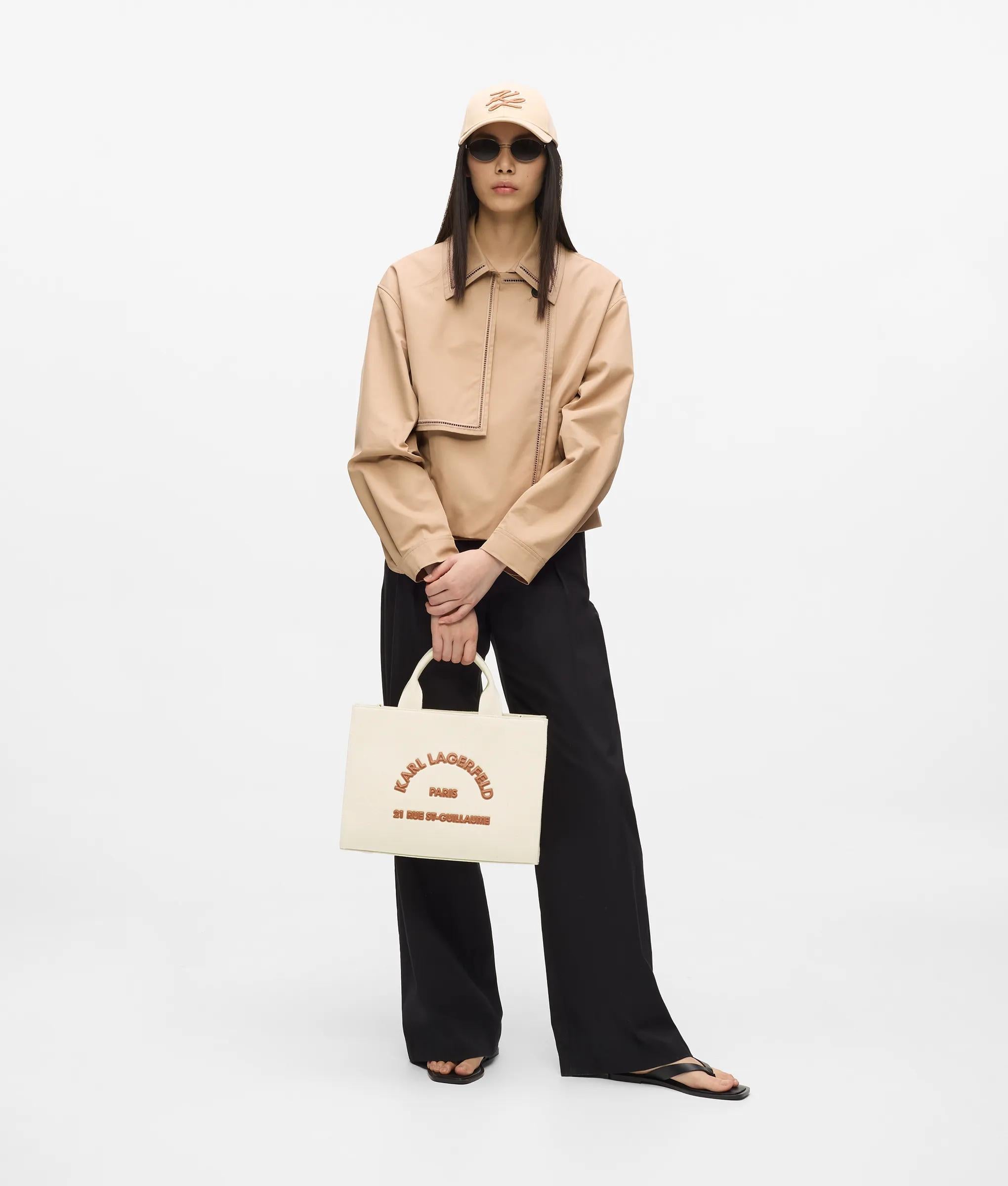 Karl Lagerfeld - Sac En Toile De Moyenne Avec Écusson Carré Rue St-guillaume, Femme, Naturel, : One