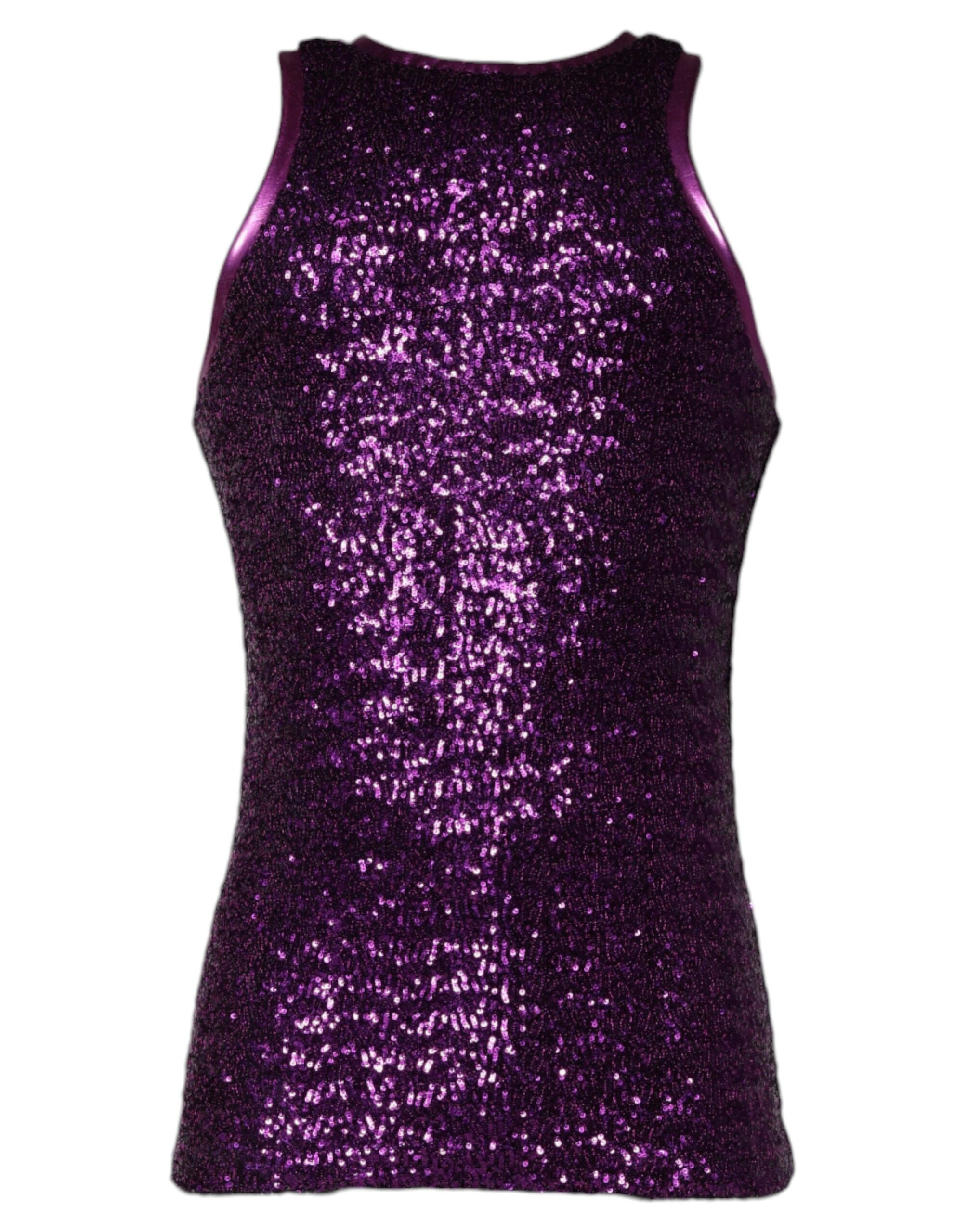 Sequin Nylon Tank Top — Purple
