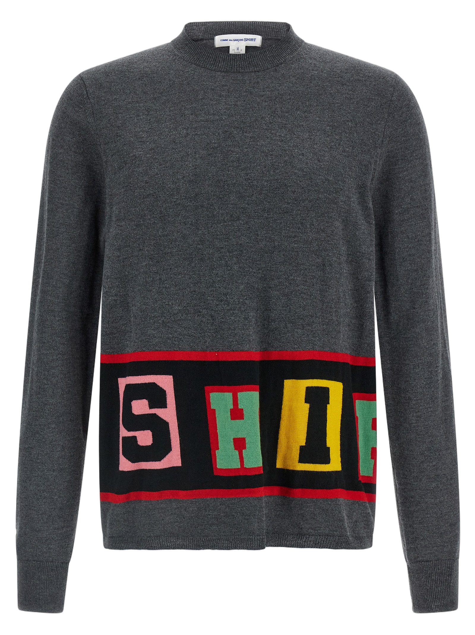 Intarsia Logo Sweater — Gray