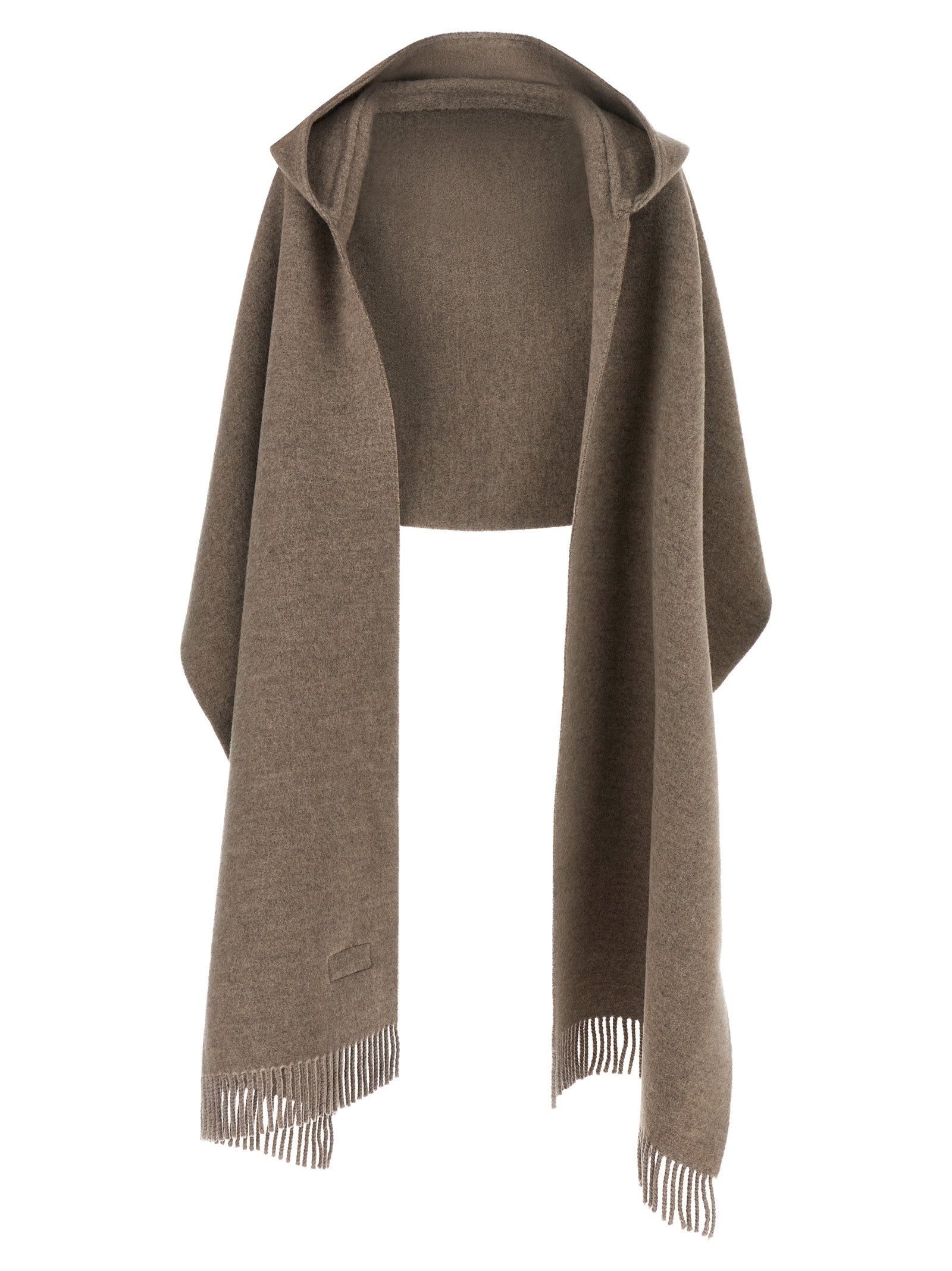 Wool-Cashmere Blend Hooded Scarf — Brown