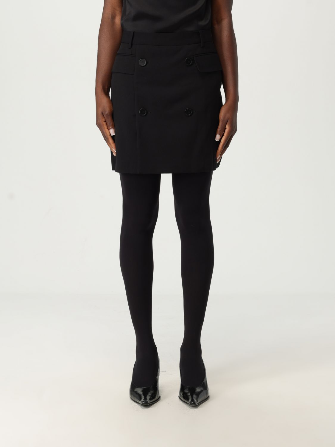 Double-breasted twill skirt - Black