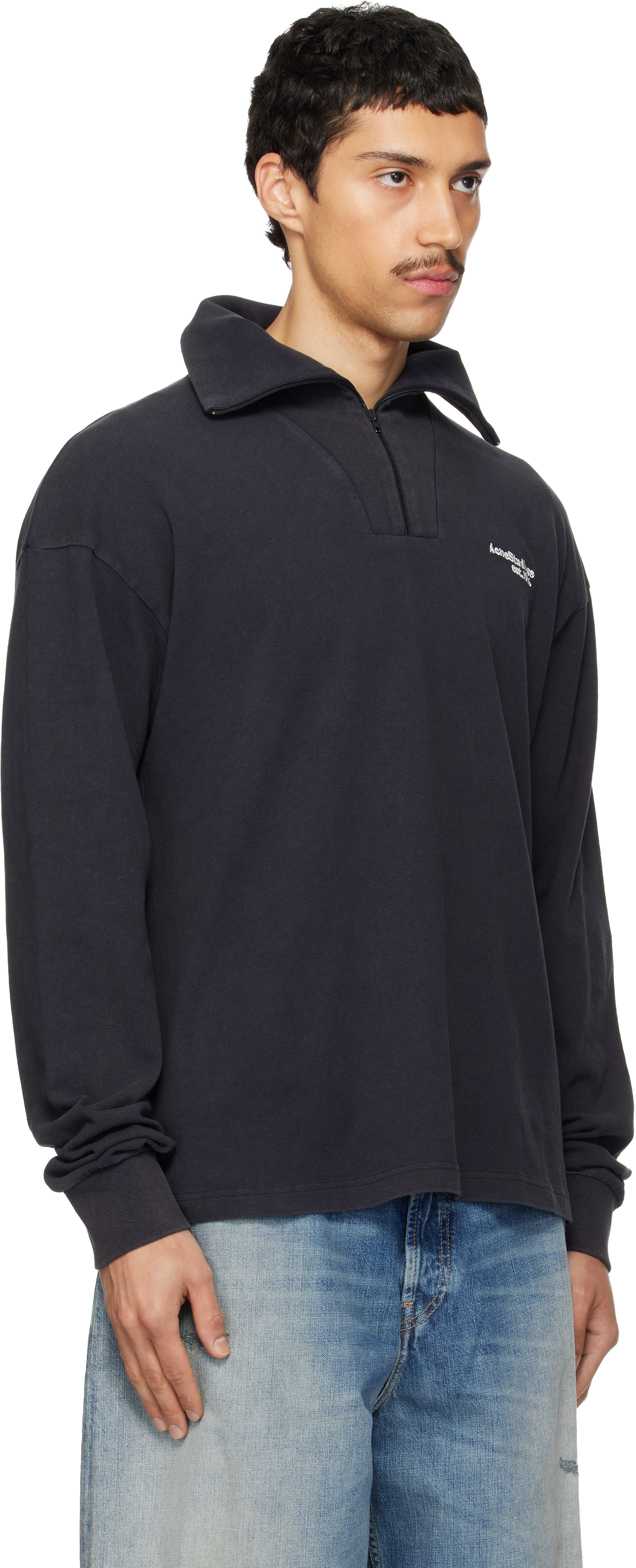 Black Half-Zip Logo Track Jacket