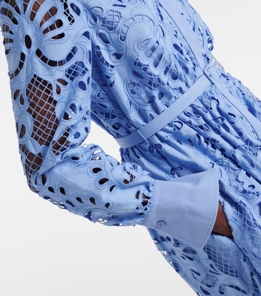 Self-Portrait Belted cotton lace maxi dress