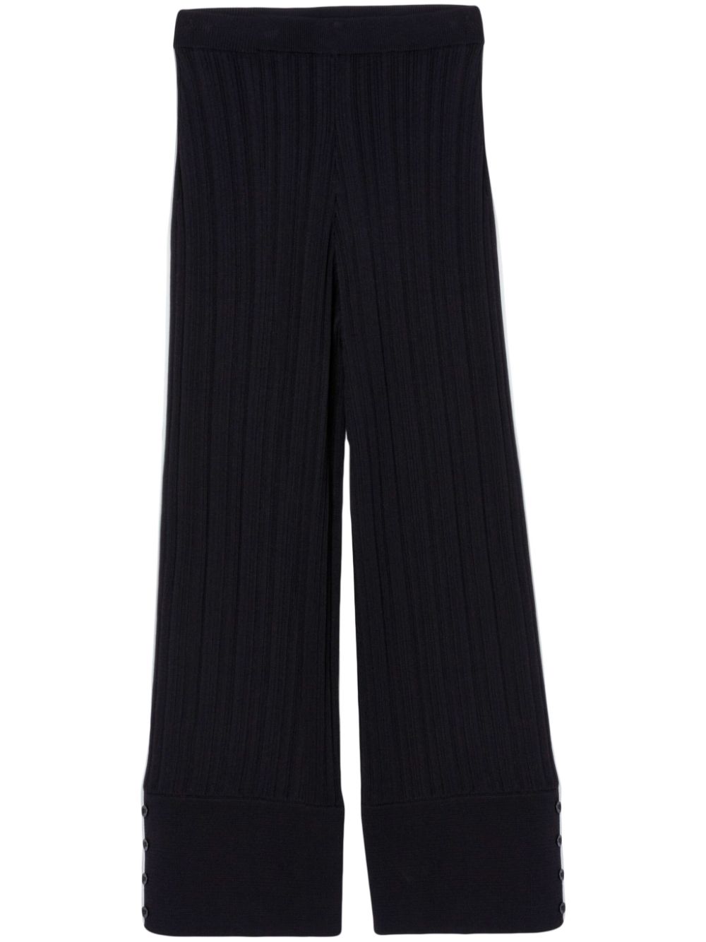 Piped-trim flared trousers - Blue