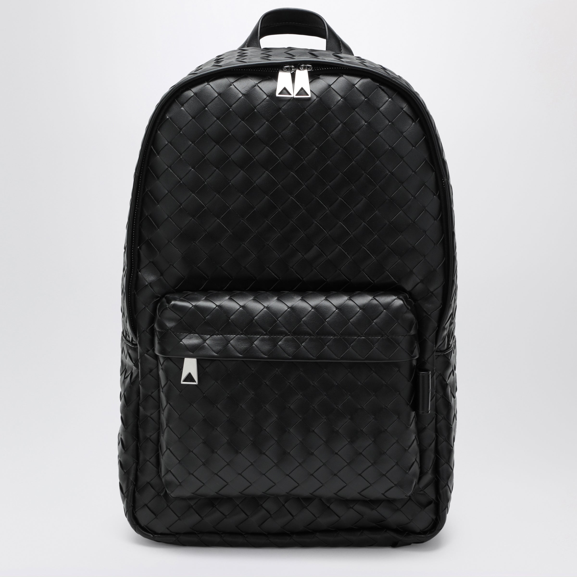 Medium black backpack in Intrecciato weave