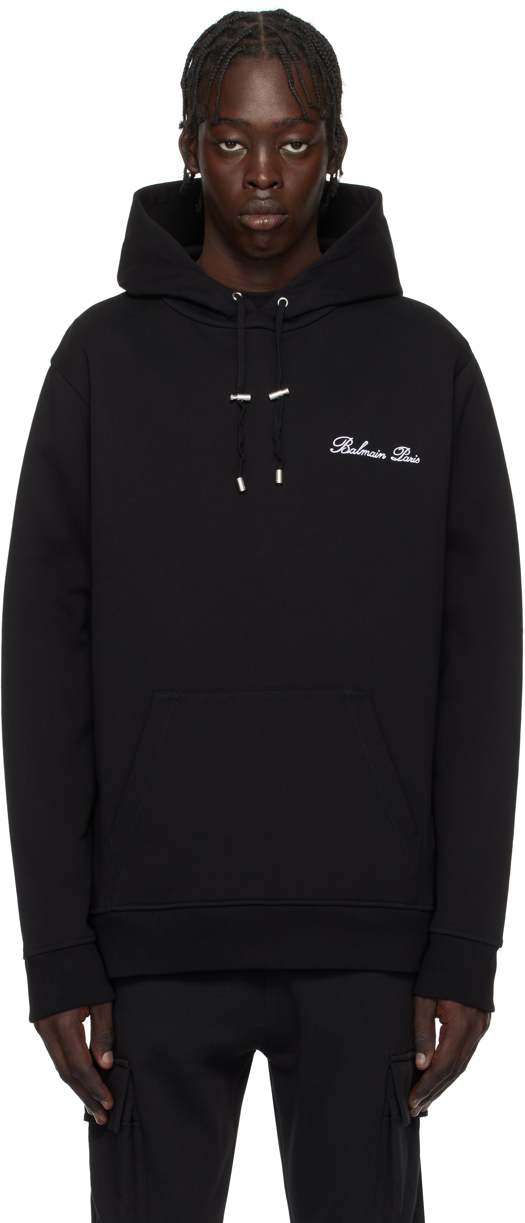 Balmain Black 'Balmain' Signature Hoodie