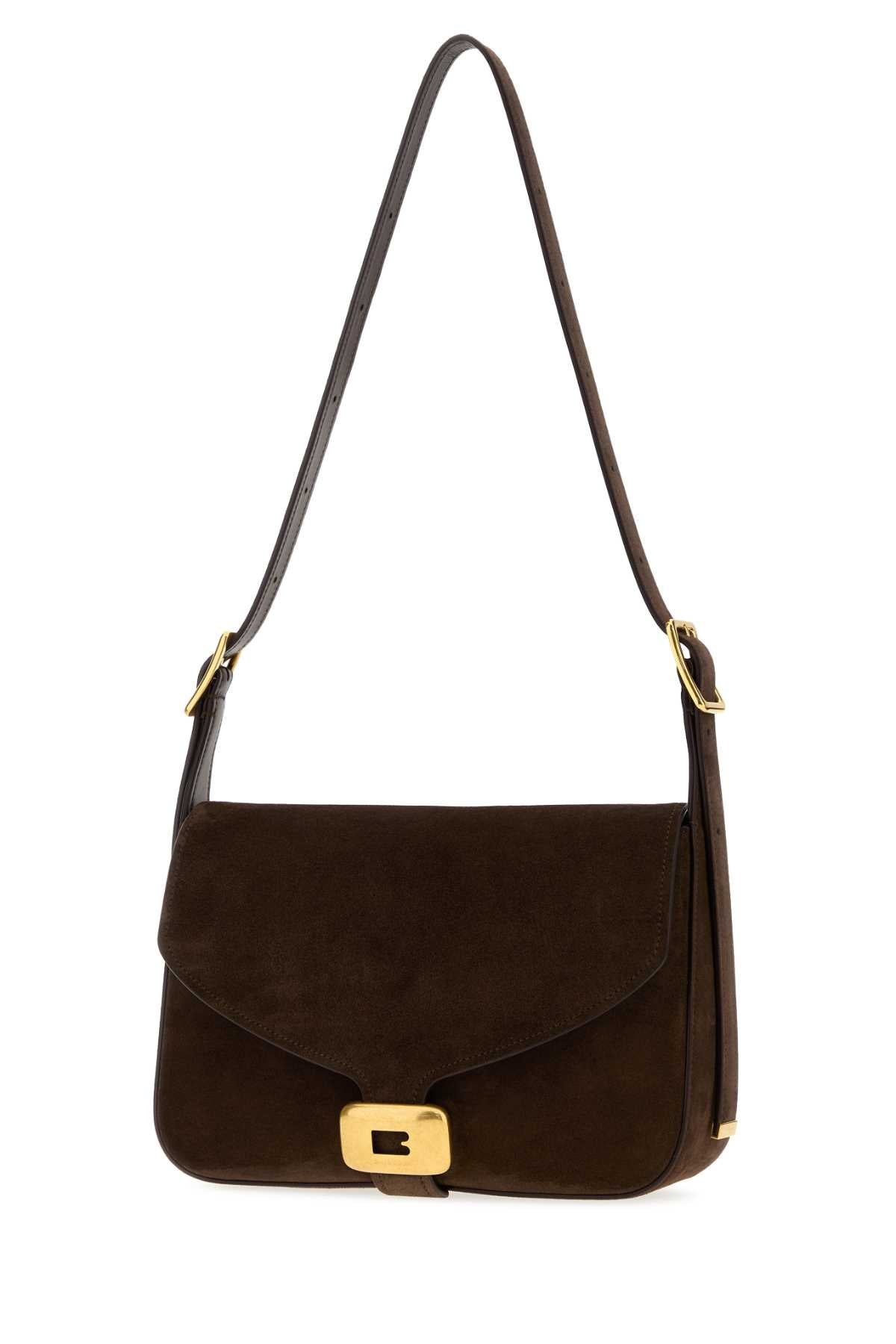 Balenciaga Dark Brown Suede Medium Clicca Shoulder Bag