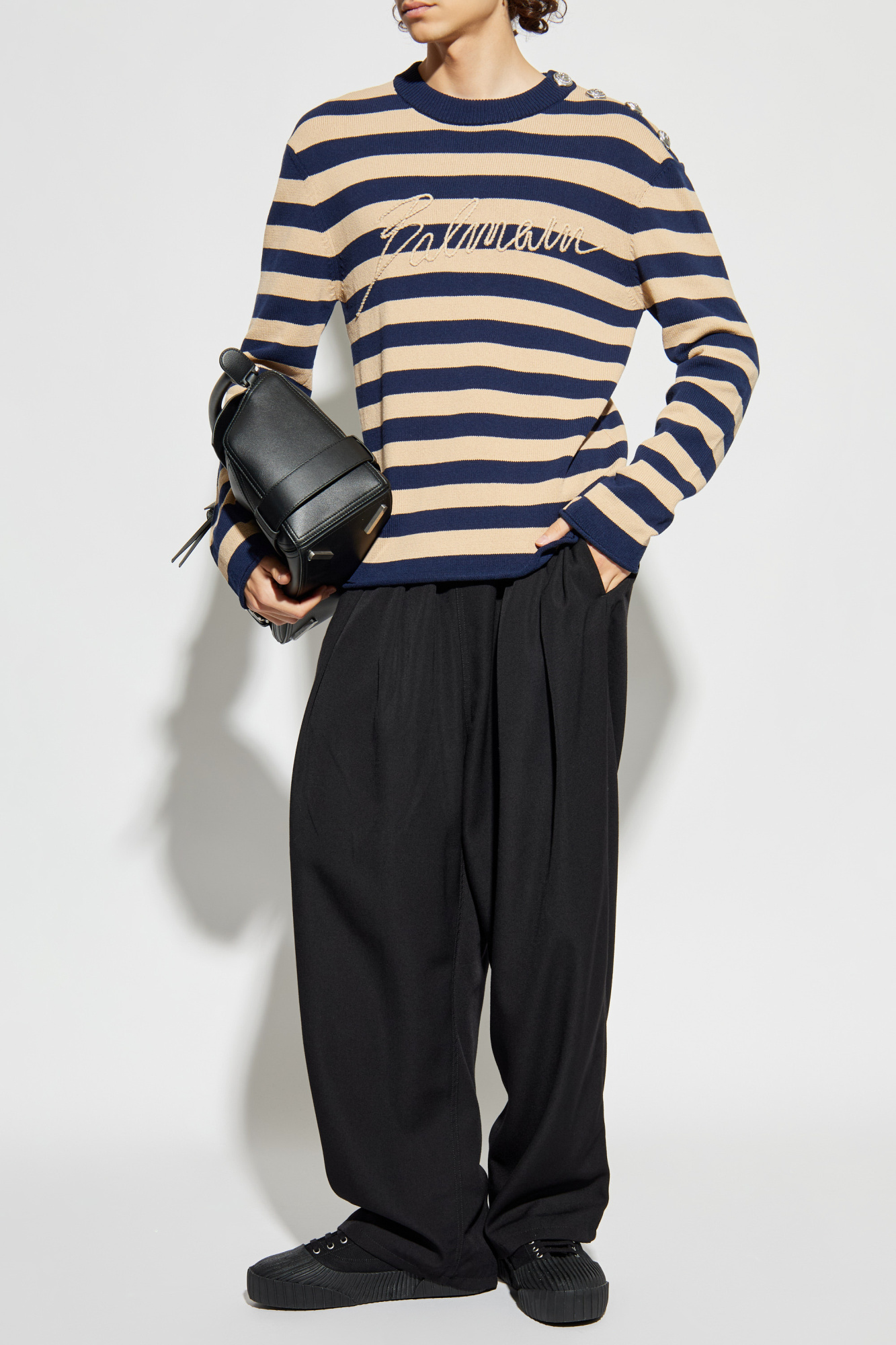 Sweater With Logo, Men's, Cream