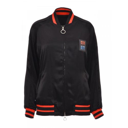 Logo patch bomber jacket - Black