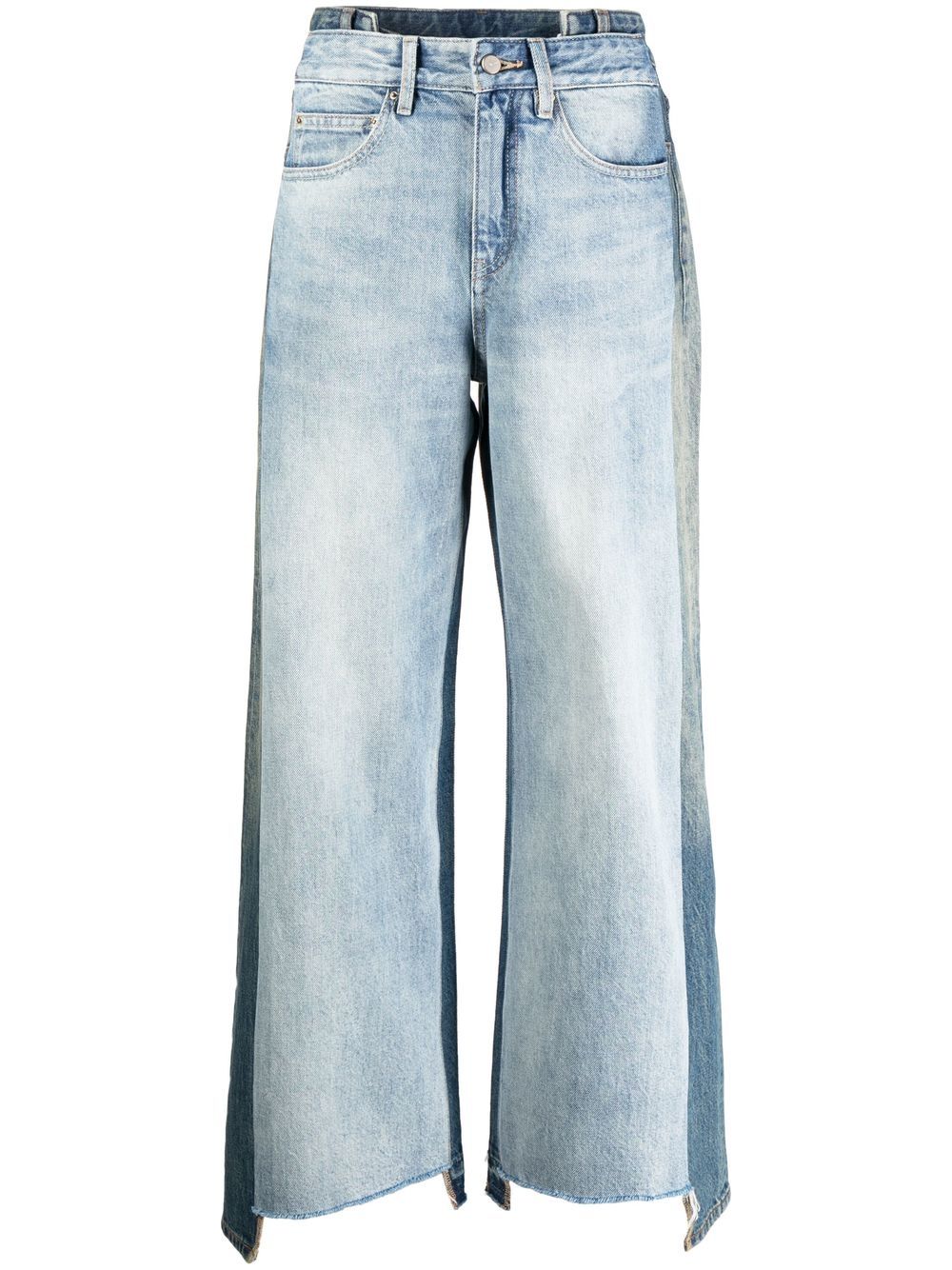 Patchwork asymmetric denim jeans - Blue