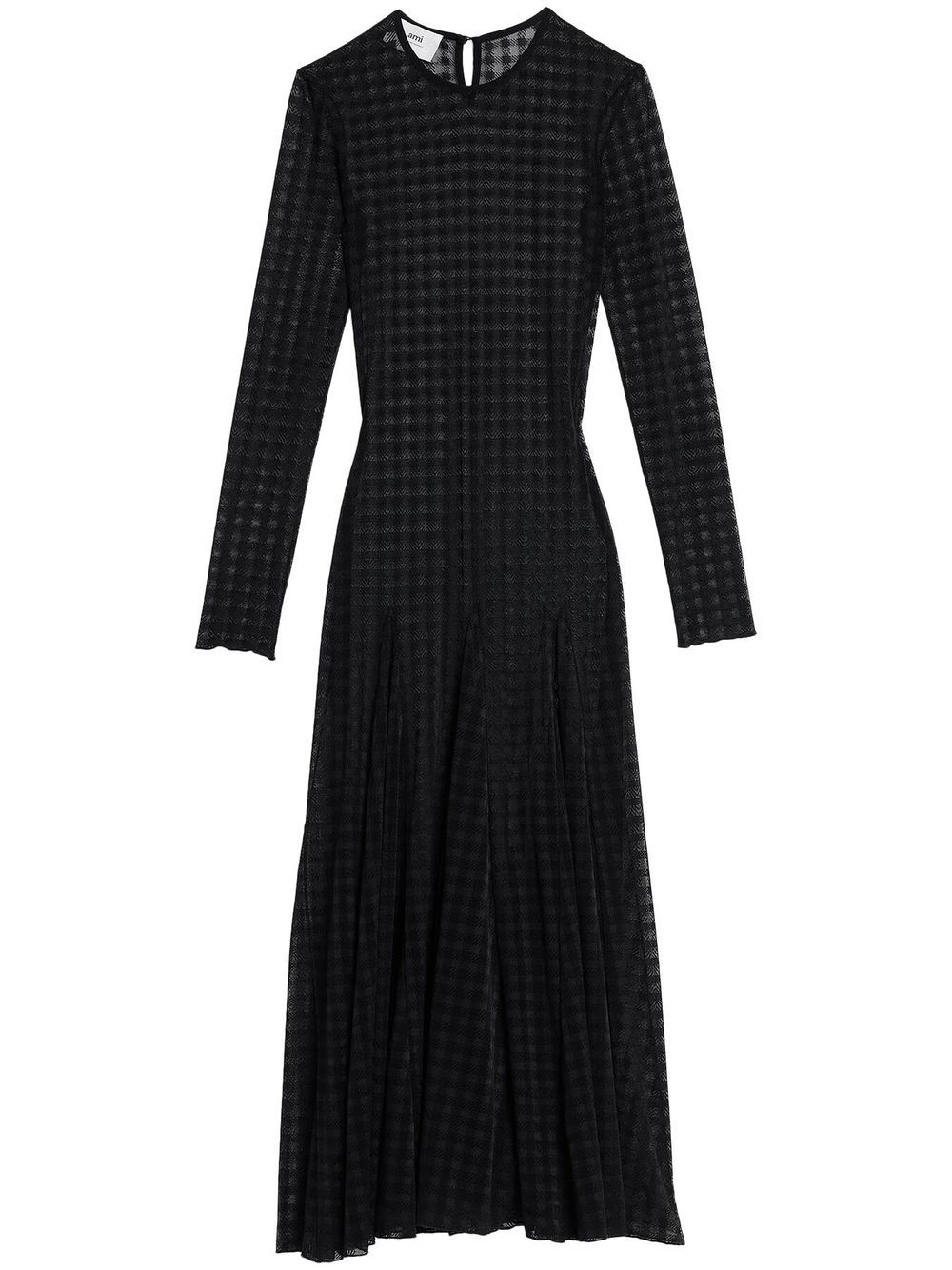 Checked semi-sheer midi dress - Black