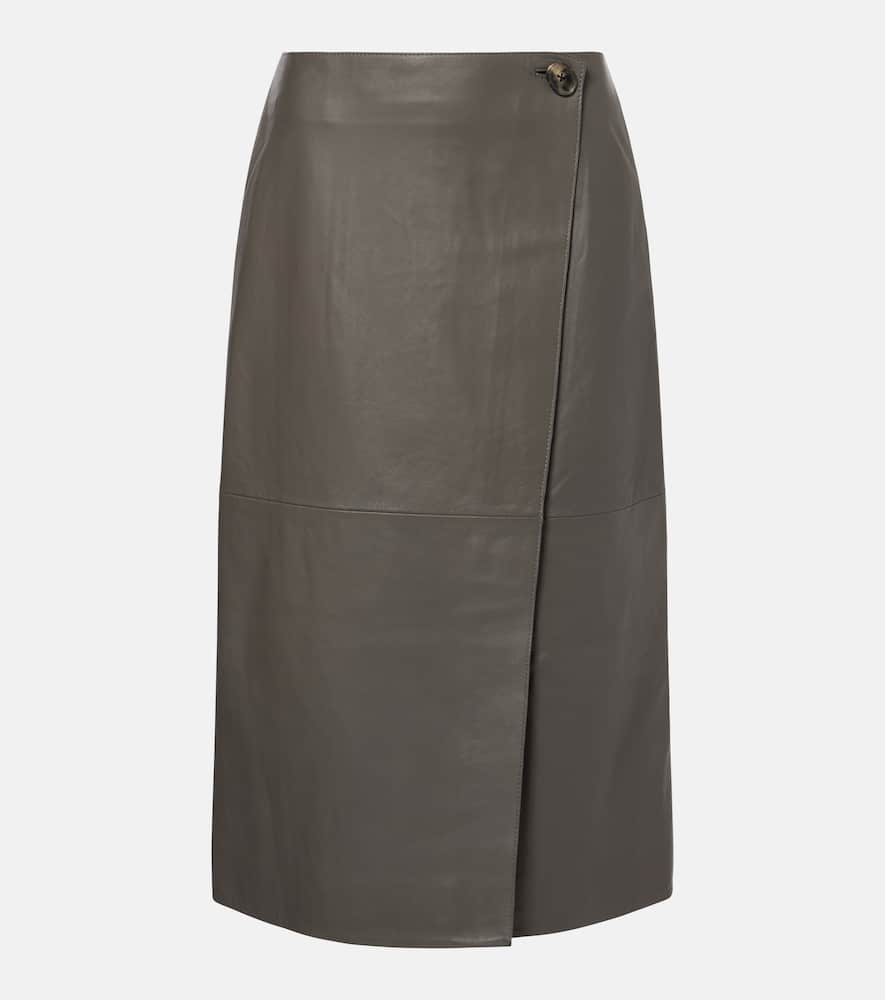 Météo leather midi skirt