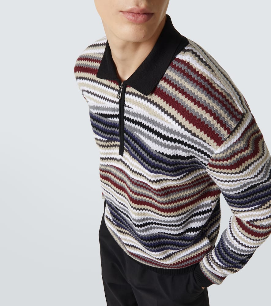 Zigzag cotton polo sweater