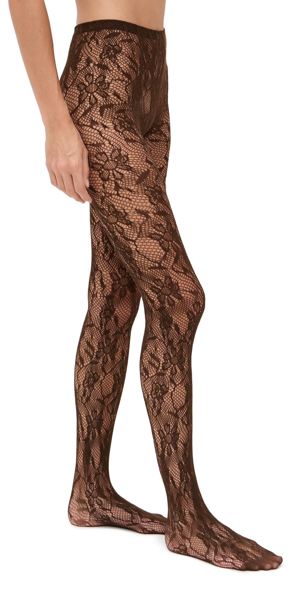 Aria Mesh Tights Brown One Size