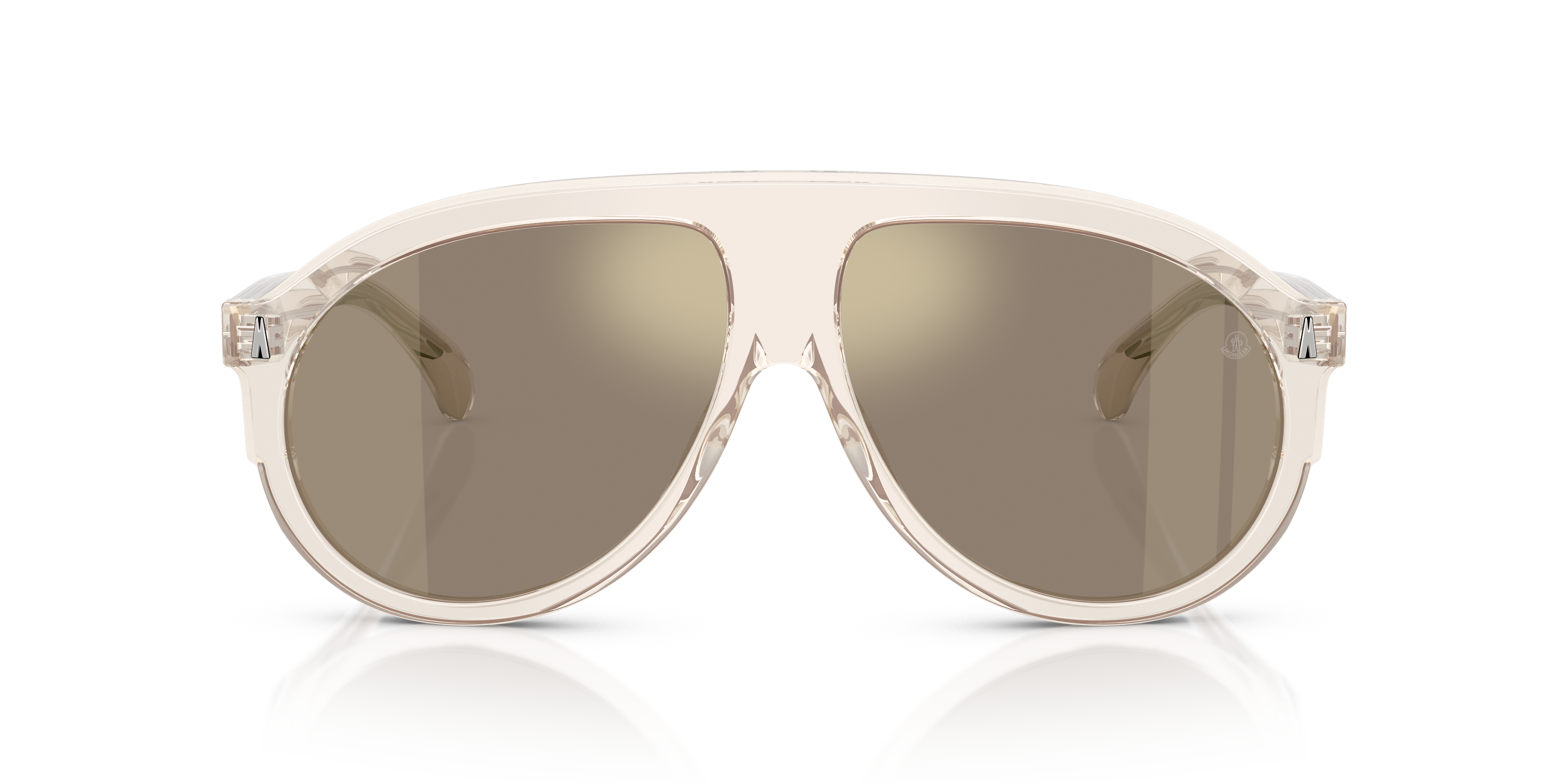 Moncler Unisex Moncler ME6001 FHAITE 30035A Sunglasses Acetate White Brown Pilot Mirror