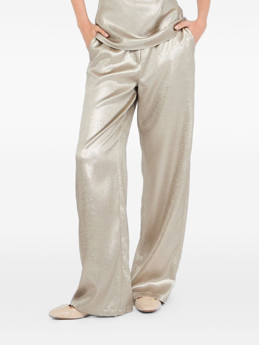 Metallic-finish trousers - Silver