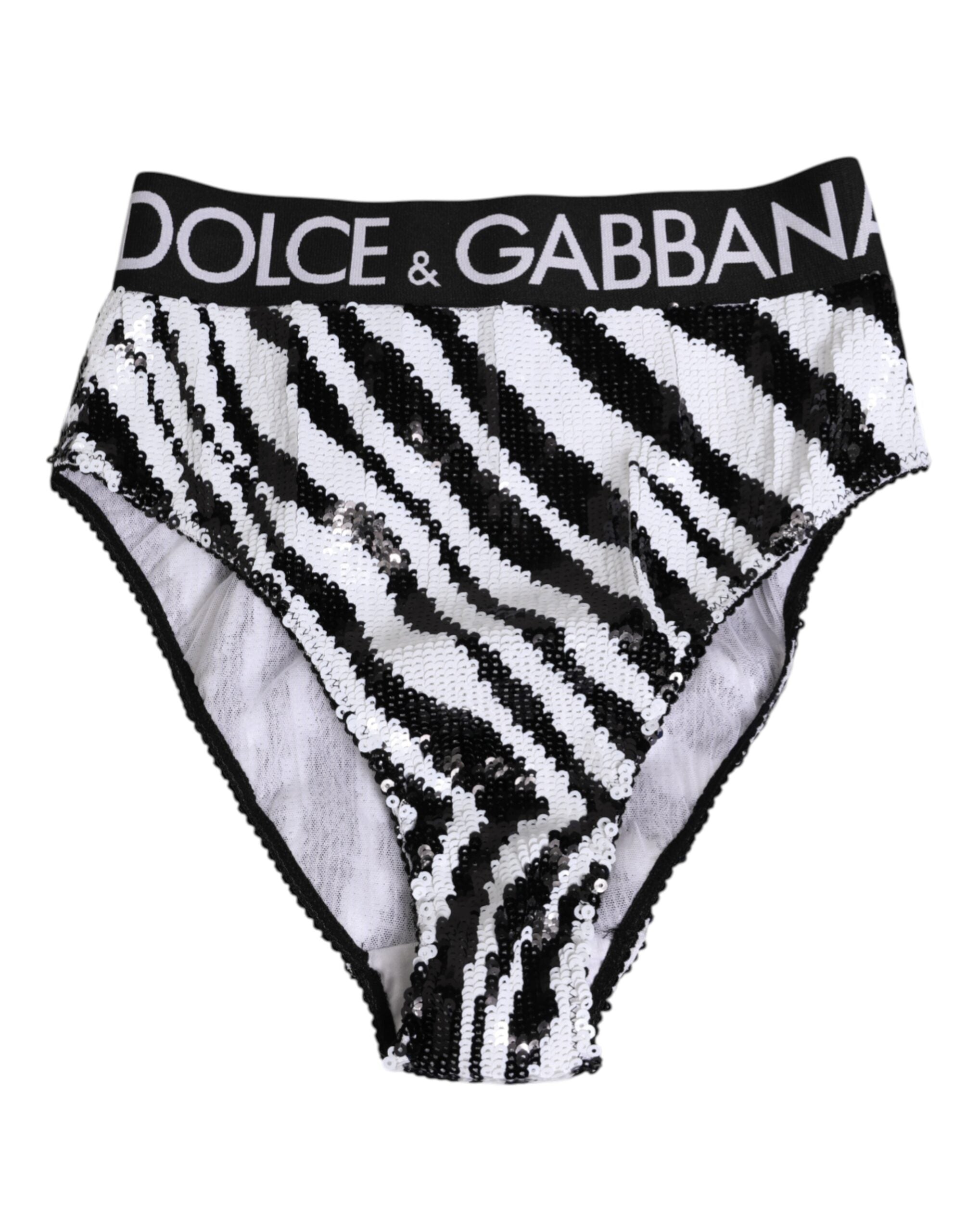 Striped High-Waist Brief — Black