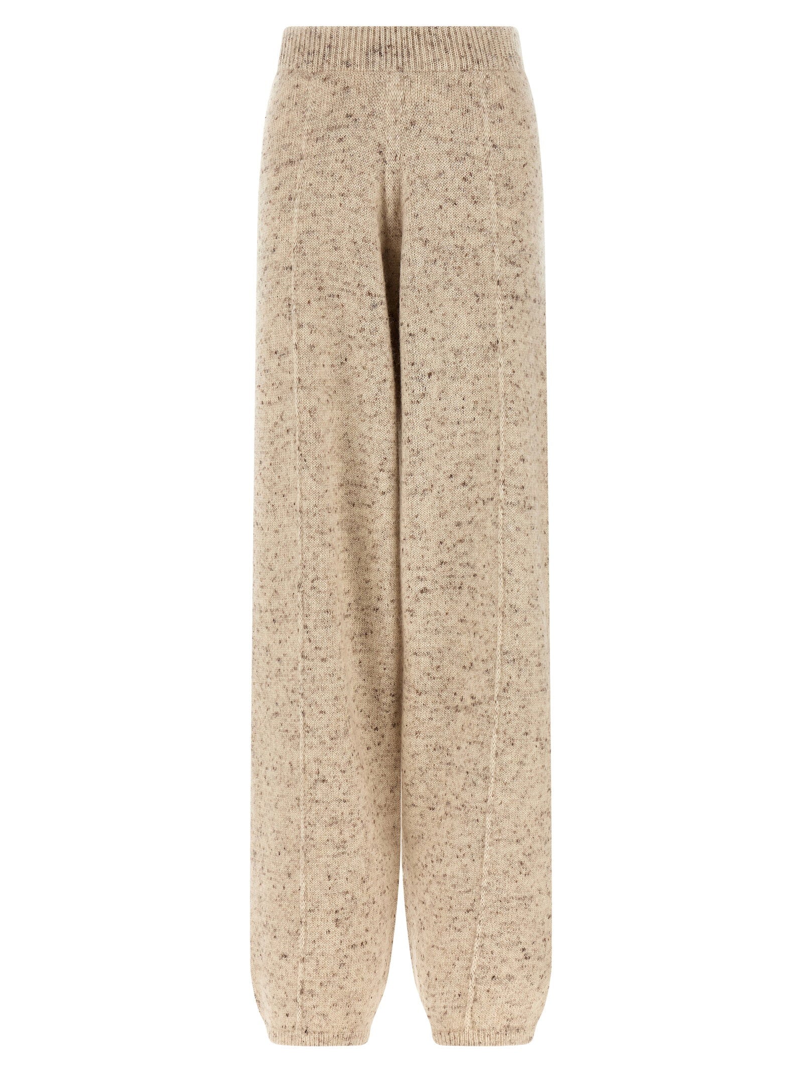 Buttoned Yarn Trousers — Beige