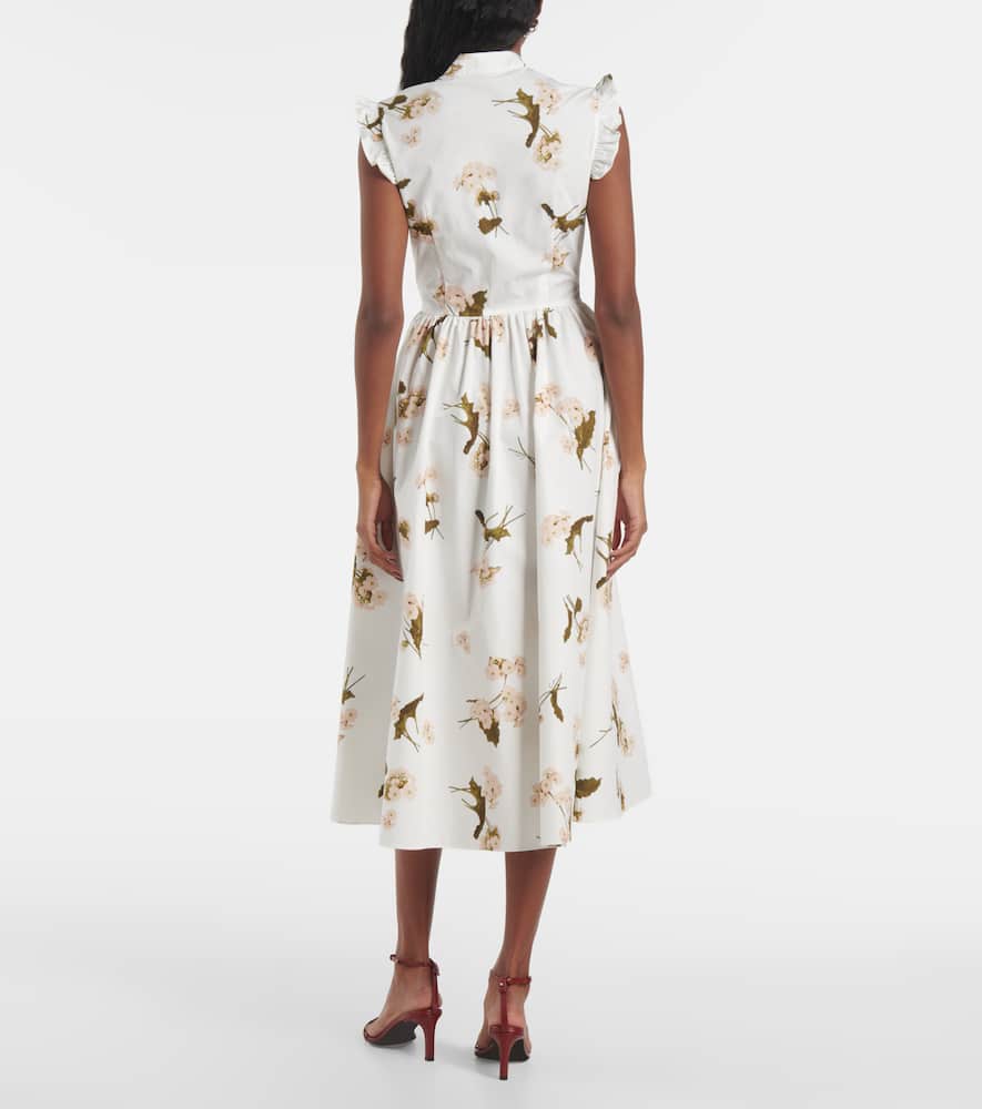 Floral cotton poplin midi dress