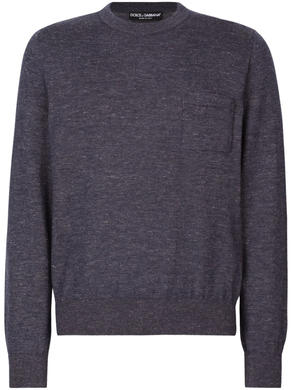Mélange-effect crew-neck jumper - Blue
