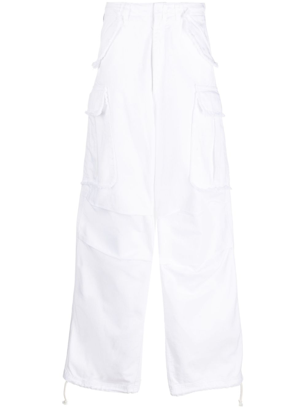 Ripped-detail wide-leg trousers - White