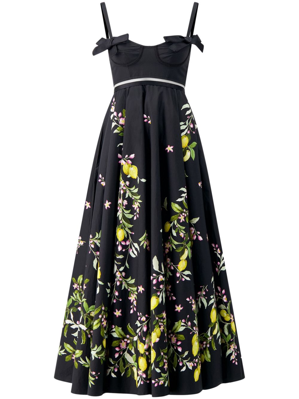 Saint-Tropez floral-print flared midi dress - Black