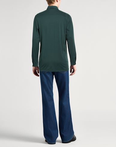 Man Shirt Dark green Size 36 Cotton