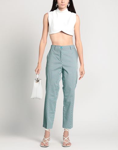 Woman Pants Turquoise Size 10 Cotton, Elastane