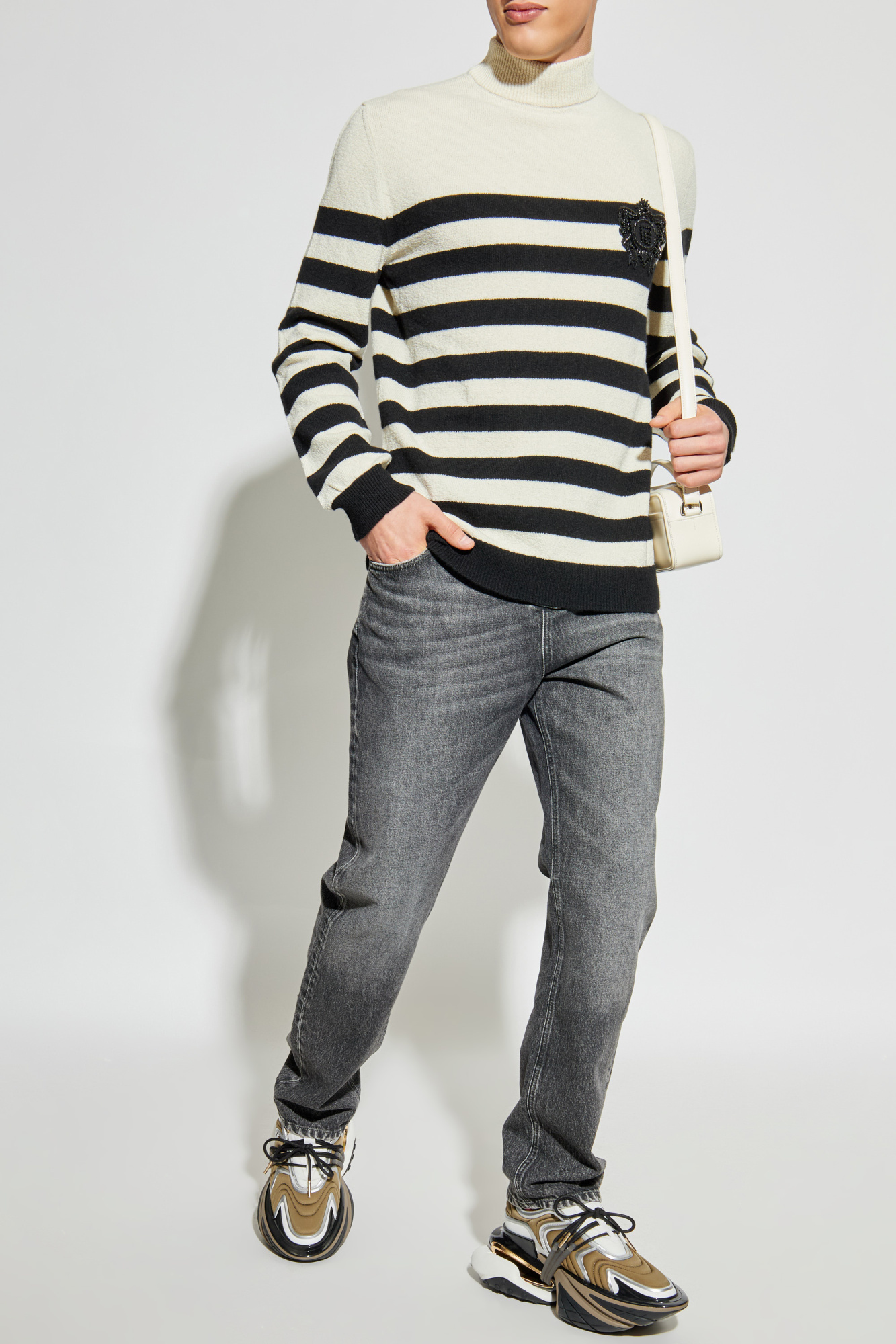 Jeans With Logo, Men's, Grey