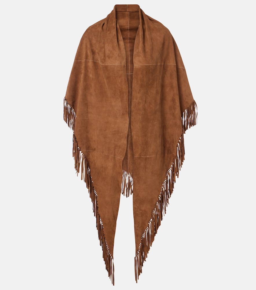 Fringed suede shawl