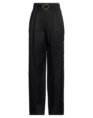 Woman Pants Black Size 6 Viscose, Linen