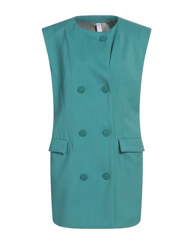 Hevò Woman Overcoat & Trench Coat Deep teal Size 4 Virgin Wool