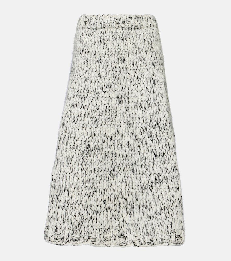 Wool-blend midi skirt