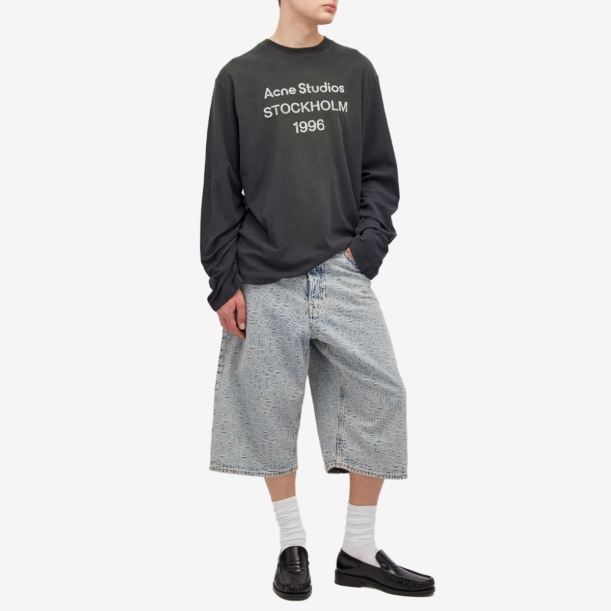 Men's Edden 1996 Logo Long Sleeve T-Shirt in Faded Black